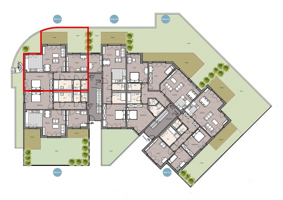 Grundriss �bersicht Terrassenwohnung Heppenheim