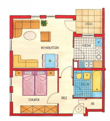 Grundriss Kapitalanlage in Hockenheim - vermietete 2-Zimmer-Wohnung mit Balkon und Tiefgarage