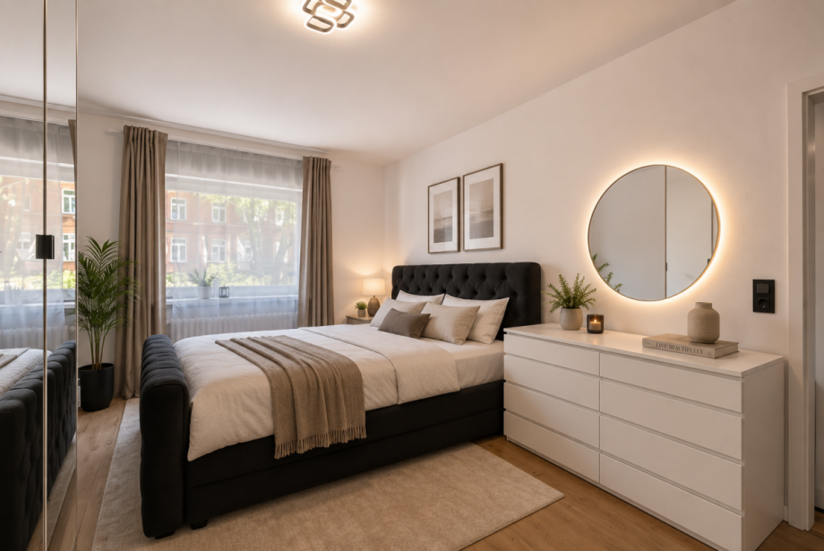 Visualisiert Schlafzimmer I Etagenwohnung Karlsruhe