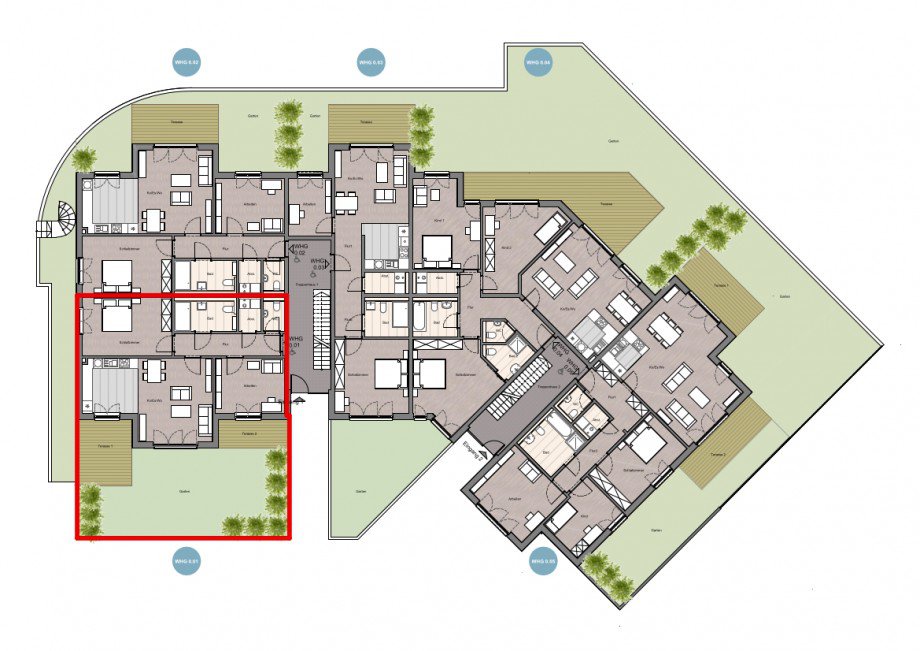 Grundriss �bersicht Terrassenwohnung Heppenheim