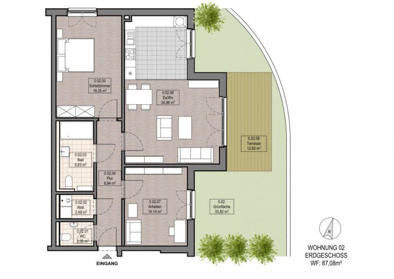 Grundriss Heppenheim Terrassenwohnung Terrassenwohnung mit Garten - Exklusive Neubau Immobilie - Heppenheim *barrierefrei* +RESERVIERT+